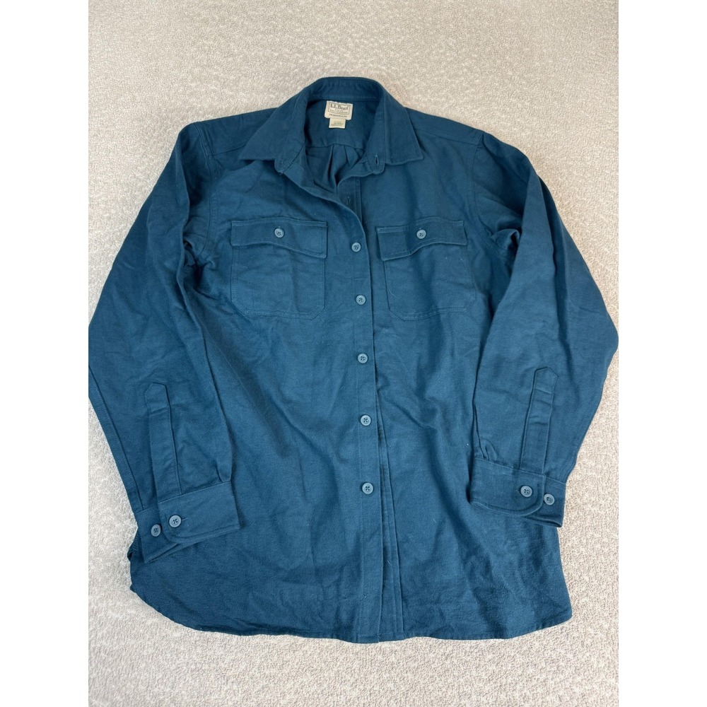 L.L. Bean Shirt Mens Medium Blue Flannel Long Sleeve Button Up Workwear Casual